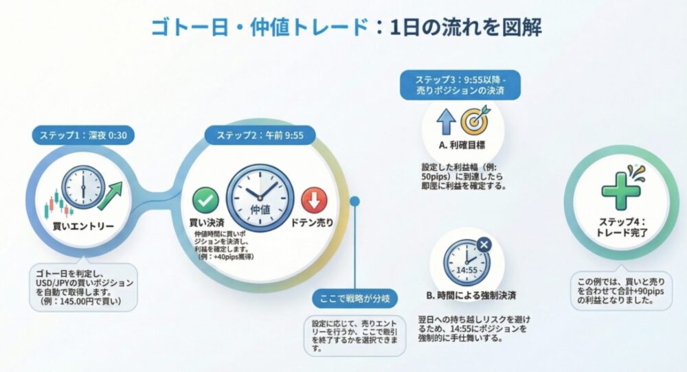 ゴトー日・仲値トレードの動作イメージ図
