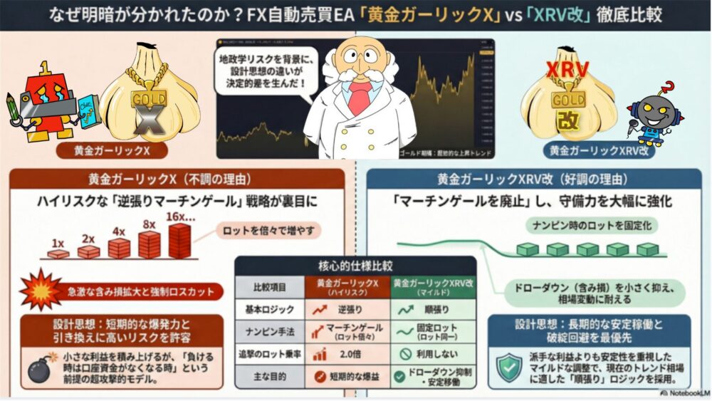【緊急分析】なぜ「黄金ガーリックX」は敗北し、「XRV改」は生き残ったのか？歴史的ゴールド相場と2026年の生存戦略