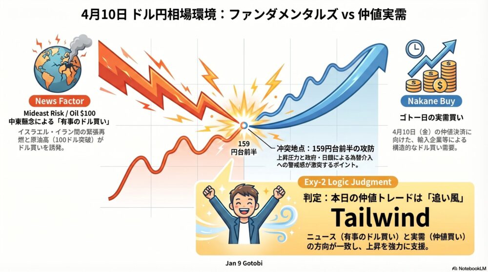 AI「追い風」判定も大荒れ。有事のドル買い急変で痛恨の往復損切り。