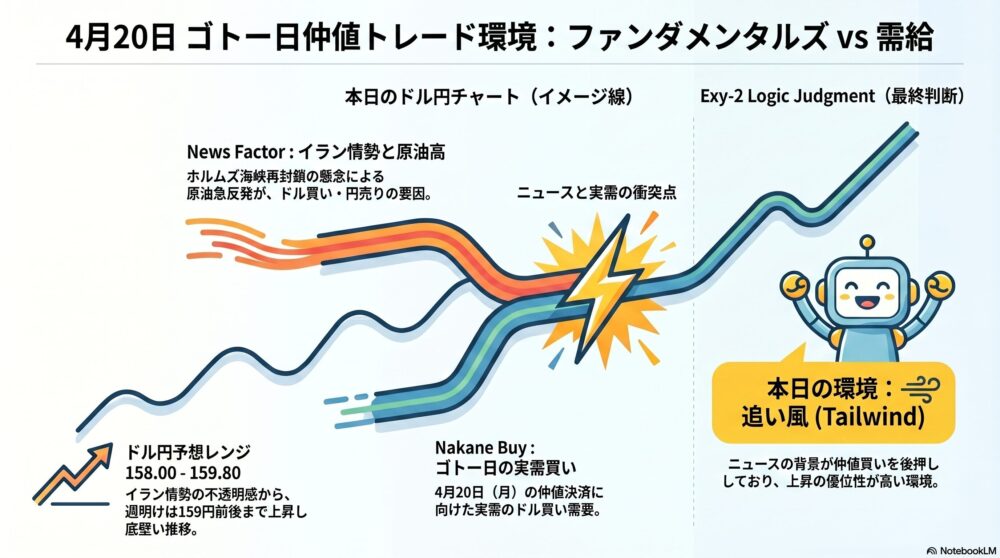 【4/20ゴトー日】イラン情勢の追い風環境。ドテン微損で防御力を発揮